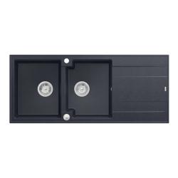 Quadri Luton vgradni dvojni granitni pomivalnik antracit z odcejalnikom 116x50 cm z inox čepom 1208967363
