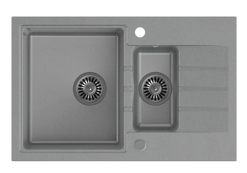 Quadri Cardigan siva 1,5 granitna vgradna pomivalno korito z odcejalnikom, obojestransko 78x50cm 1208967380
