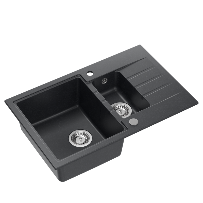 Quadri Cardigan antracit 1,5 granitna nadgradna pomivalna korita z odcejalnikom, obojestranska 78x50 cm 1208967381