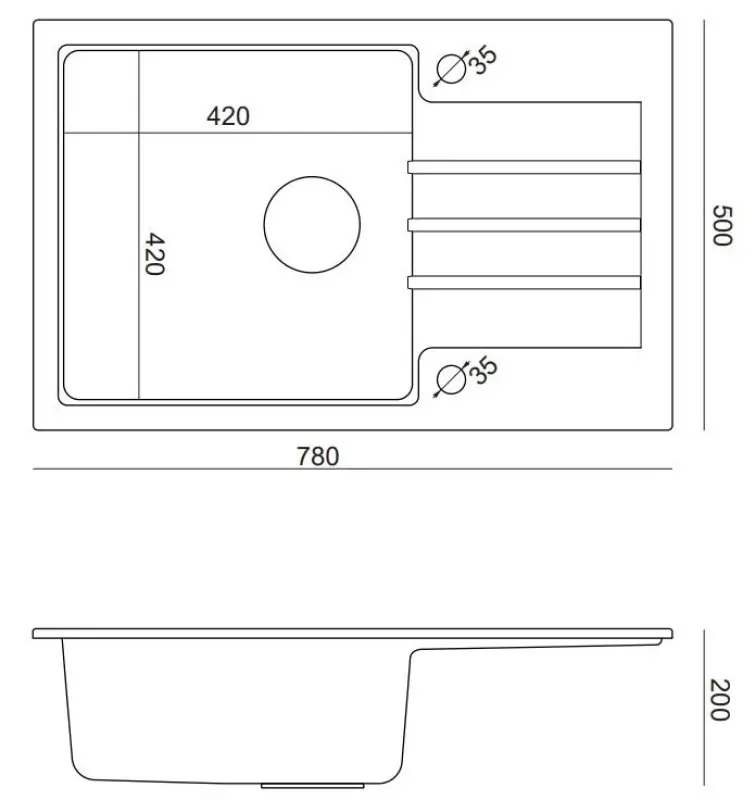 Quadri Cardigan siva granitna vgradna pomivalno korito z odcejalnikom, obrnjeno 78x50 cm 1208967382