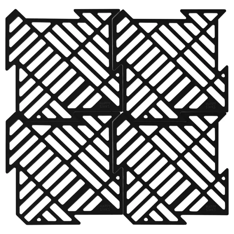Magisso Happy Sink Puzzel črni zaščitnik za dno, 4 kosi za pomivalno korito, črna barva, 32,5 x 32,5 cm, 1208967385