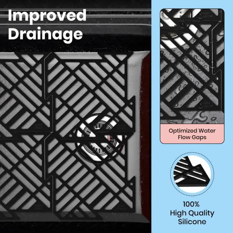 Magisso Happy Sink Puzzel črni zaščitnik za dno, 4 kosi za pomivalno korito, črna barva, 32,5 x 32,5 cm, 1208967385