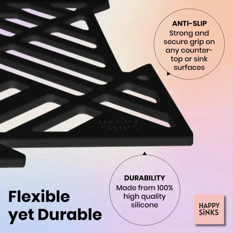 Magisso Happy Sink Puzzel črni zaščitnik za dno, 4 kosi za pomivalno korito, črna barva, 32,5 x 32,5 cm, 1208967385