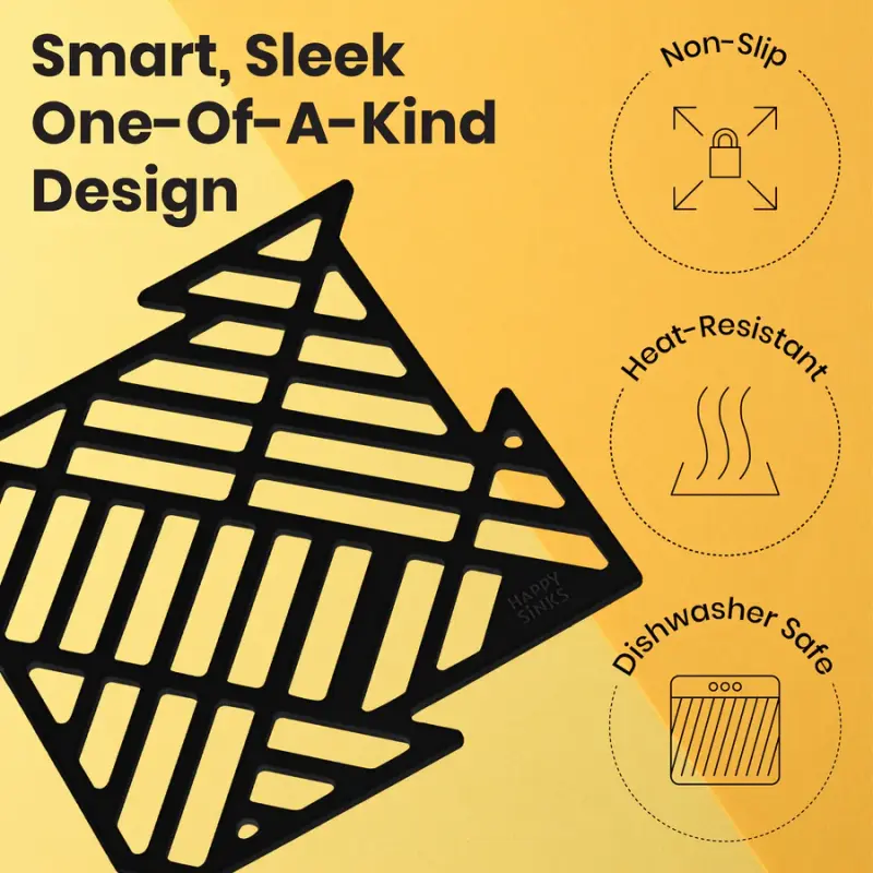 Magisso Happy Sink Puzzel črni zaščitnik za dno, 4 kosi za pomivalno korito, črna barva, 32,5 x 32,5 cm, 1208967385