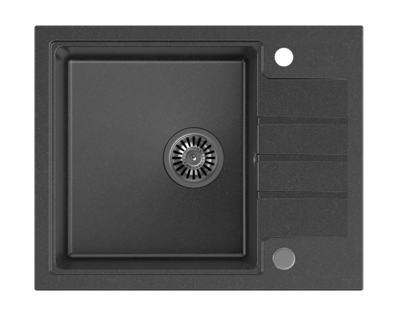 Quadri Cardigan antracitni granitni vgradni pomivalno korito z odcejalno površino, obojestransko, 62x50cm 1208967391