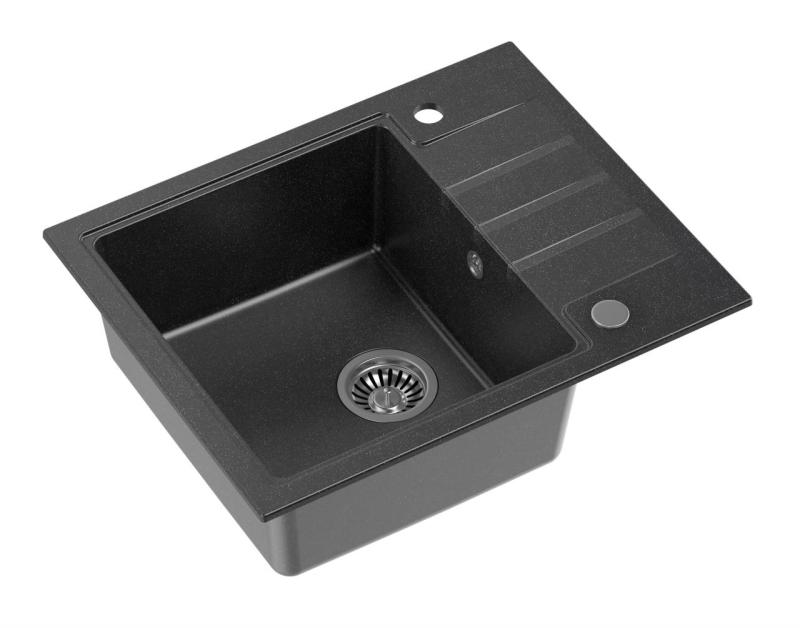 Quadri Cardigan antracitni granitni vgradni pomivalno korito z odcejalno površino, obojestransko, 62x50cm 1208967391