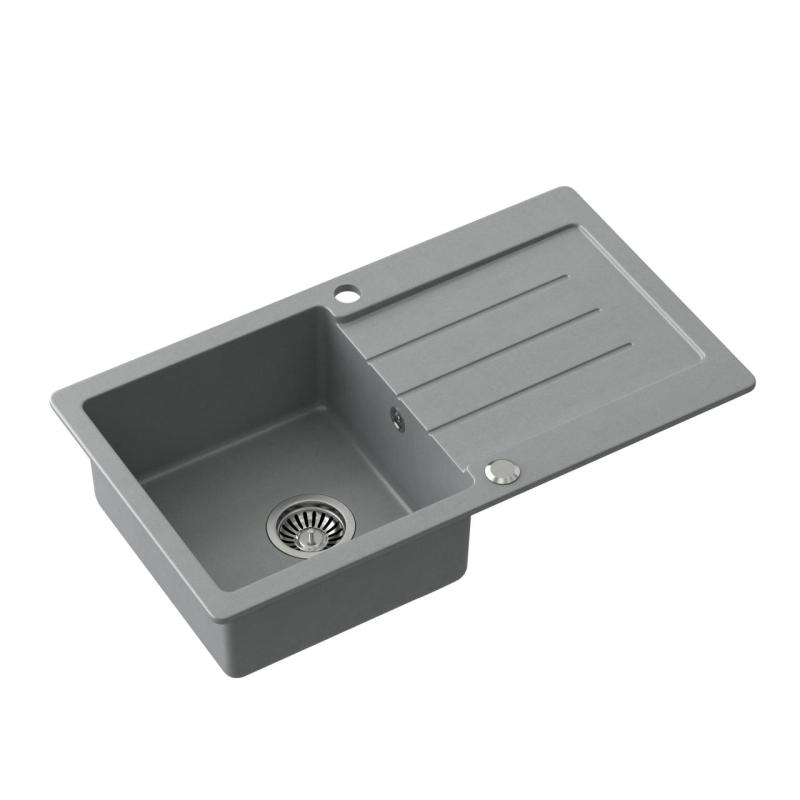 Quadri Kendal siv granitni pomivalnik z odcejalnim delom 77x44 cm, reverzibilen 1208967398