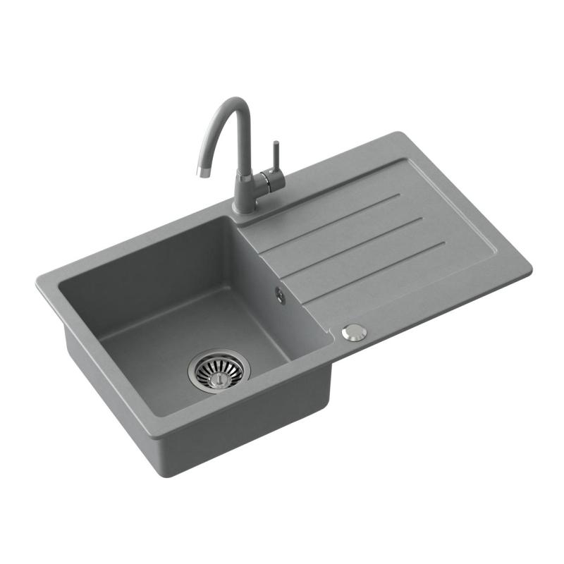Quadri Kendal siv granitni pomivalnik z odcejalnim delom 77x44 cm, reverzibilen 1208967398