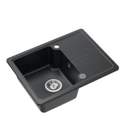 Quadri Kendal antraciet granieten spoelbak 58x44 cm met afdruipgedeelte 1208967403
