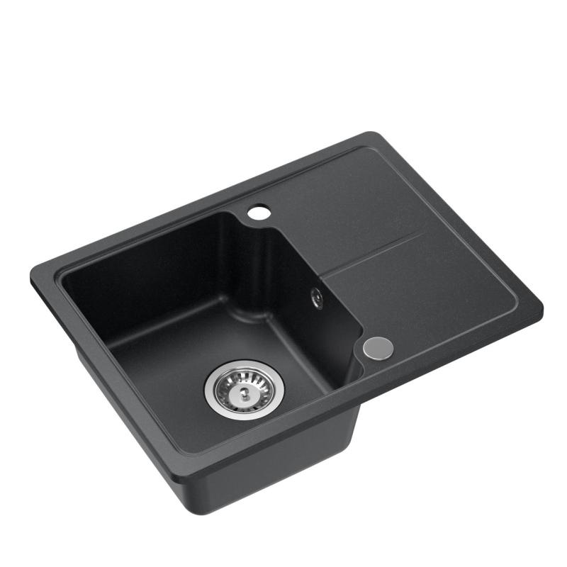 Quadri Kendal antraciet granieten spoelbak 58x44 cm met afdruipgedeelte 1208967403