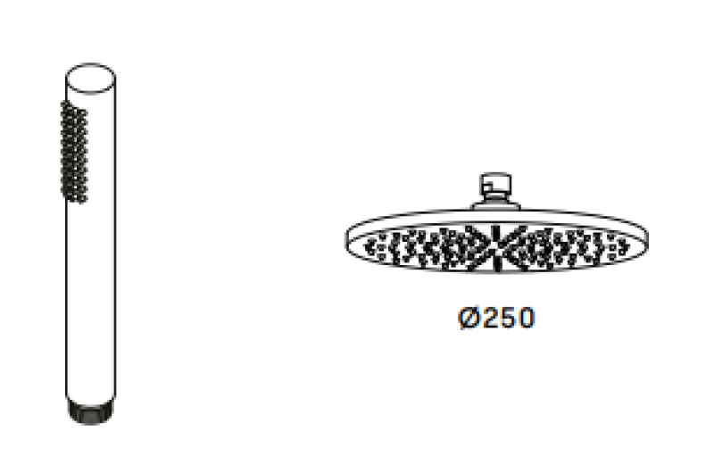 Waterevolution Flow tuš kombinacija z dežno prho krom 250mm T141N2501