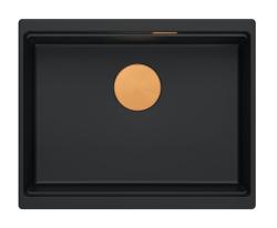 Quadri Newport II granitna podvgradna črna pomivalno korito 560x450mm z bakrenim čepom in odtočnim pokrovčkom 1208967450