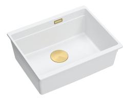 Quadri Newport II bela granitna vgradna korito bela 560x450mm z zlato čepko 1208967451