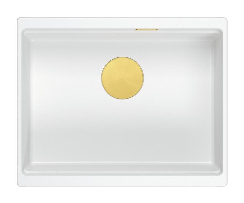 Quadri Newport II bela granitna vgradna korito bela 560x450mm z zlato čepko 1208967451