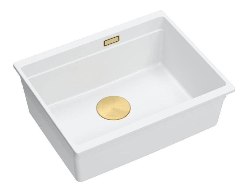 Quadri Newport II bela granitna vgradna korito bela 560x450mm z zlato čepko 1208967451