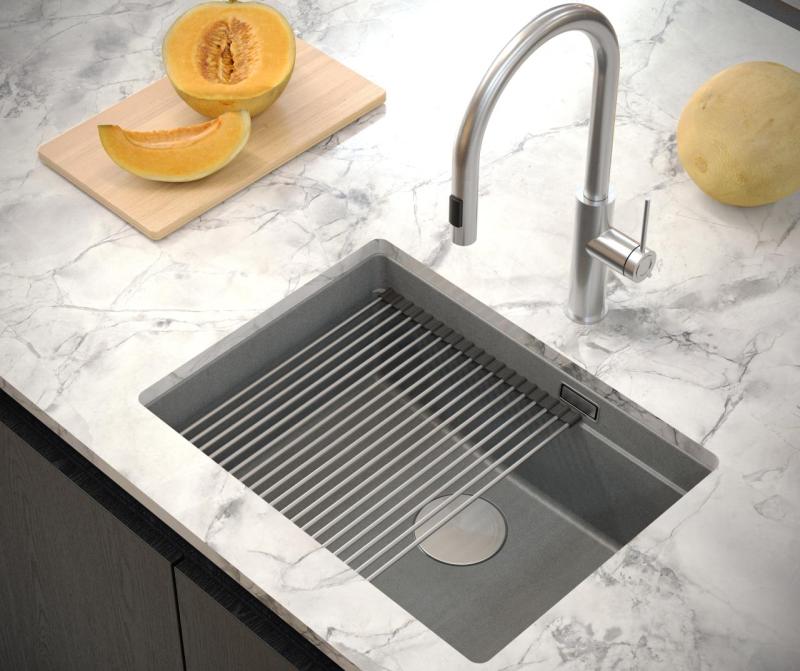 Quadri Newport II granitna vgradna taupe pomivalno korito 560x450mm z inox čepom in odtočnim pokrovčkom 1208967453