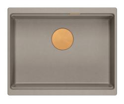 Quadri Newport II granitna podvgradna taupe pomivalno korito 560x450mm s bakrenim čepom in odtočnim pokrovčkom 1208967455