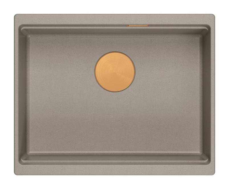 Quadri Newport II granitna podvgradna taupe pomivalno korito 560x450mm s bakrenim čepom in odtočnim pokrovčkom 1208967455