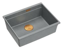 Quadri Newport II granit podgradni sivi pomivalni korito 560x450mm z bakrenim čepom in odtočnim pokrovčkom 1208967458