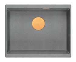 Quadri Newport II granit podgradni sivi pomivalni korito 560x450mm z bakrenim čepom in odtočnim pokrovčkom 1208967458
