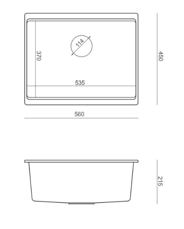 Quadri Newport II granit podgradni sivi pomivalni korito 560x450mm z bakrenim čepom in odtočnim pokrovčkom 1208967458