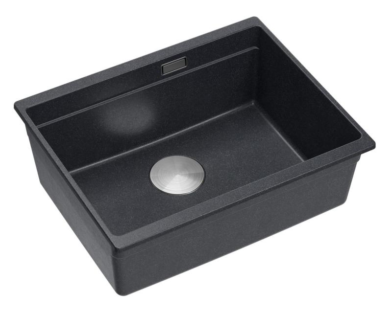 Quadri Newport II granitna podvgradna antracitna pomivalna korita 560x450mm z inox čepom in odtočnim pokrovčkom 1208967459