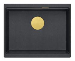 Quadri Newport II granitna podvgradna antracitna pomivalno korito 560x450mm z zlato odtočno čepico in odtočnim pokrovčkom 1208967460