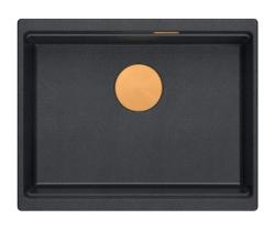 Quadri Newport II granitna podvgradna antracitna pomivalno korito 560x450mm s bakrenim čepom in odtočno kapico 1208967461