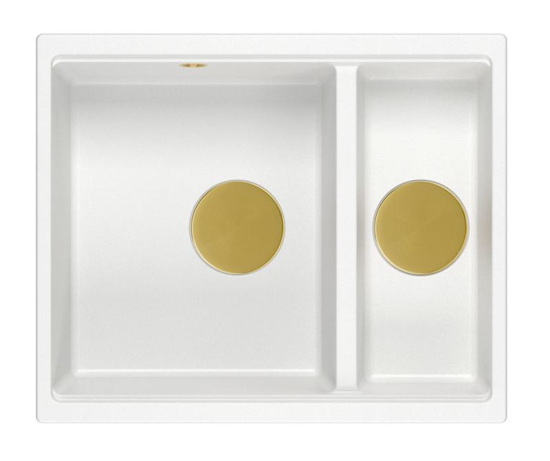 Quadri Newport II wit 1,5 pomivalno korito granit za vgradnjo in podvgradnjo 555x460mm z zlatim čepom 1208967462