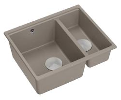 Quadri Newport II taupe 1,5 pomivalno korito granit vgradno in podpultno korito 555x460mm z inox čepom 1208967466