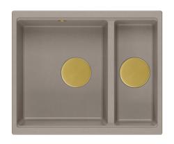 Quadri Newport II taupe 1,5 pomivalno korito granit nadgradno in vgradno korito 555x460mm z zlato zaporko 1208967467
