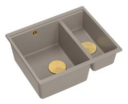 Quadri Newport II taupe 1,5 pomivalno korito granit nadgradno in vgradno korito 555x460mm z zlato zaporko 1208967467