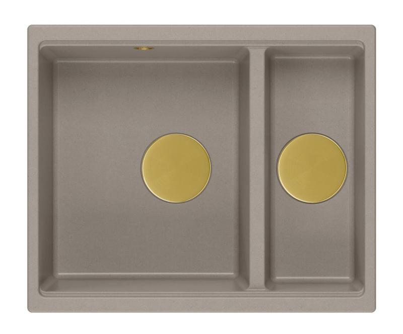 Quadri Newport II taupe 1,5 pomivalno korito granit nadgradno in vgradno korito 555x460mm z zlato zaporko 1208967467