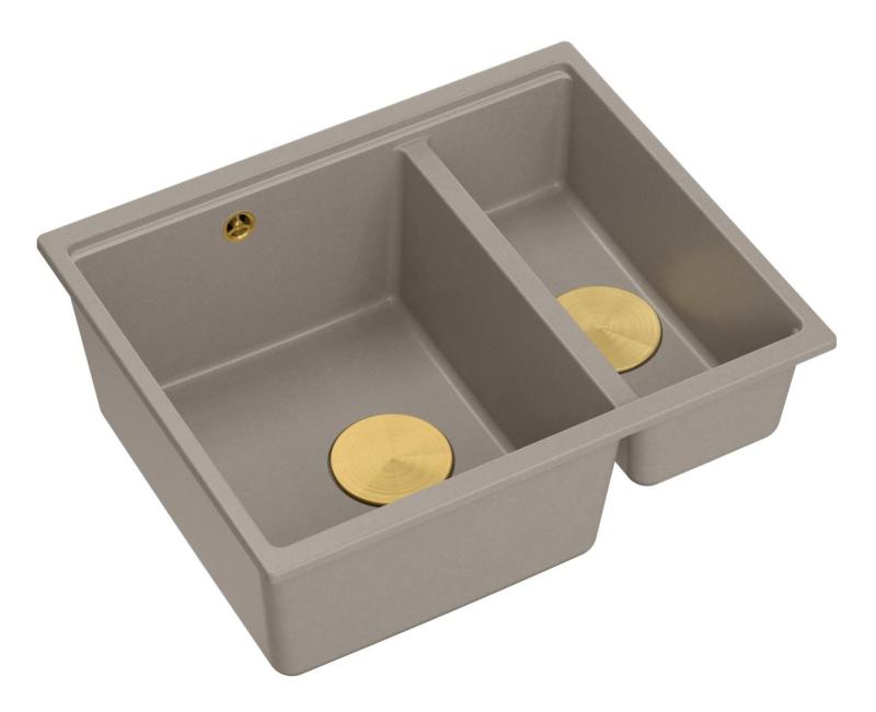 Quadri Newport II taupe 1,5 pomivalno korito granit nadgradno in vgradno korito 555x460mm z zlato zaporko 1208967467