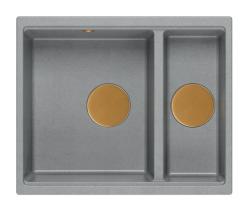Quadri Newport II siva 1,5 pomivalno korito granit nadpultno in podpultno korito 555x460mm z bakrenim čepom 1208967471