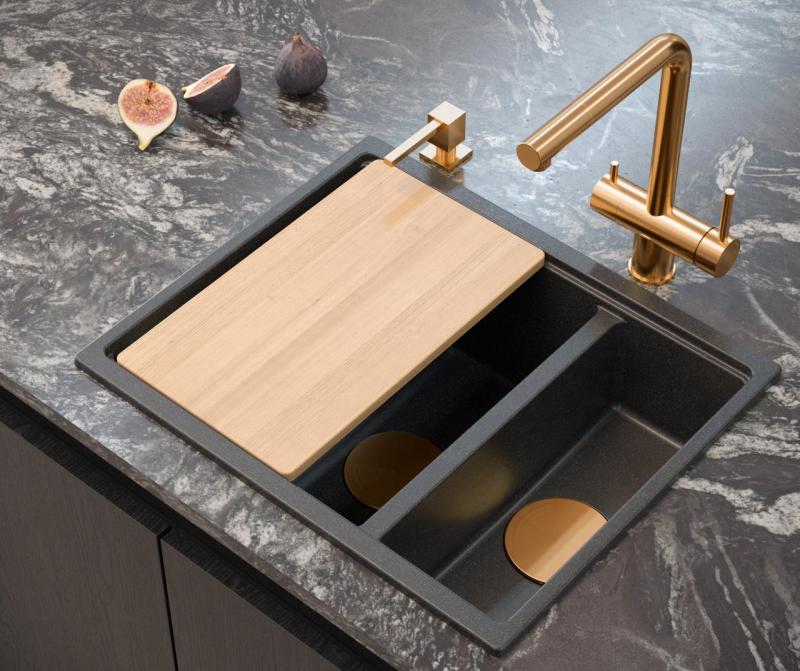 Quadri Newport II antracit 1,5 pomivalno korito granit nadgradno in vgradno pomivalno korito 555x460mm s kovinskim čepom 1208967474