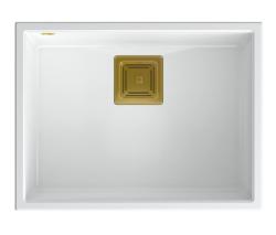 Quadri Quadrangle bela granitna podvgradna korito 55x42 cm z zlato odtočno zaporo 1208967477