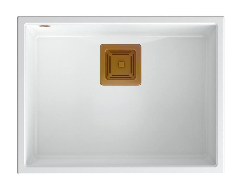 Quadri Quadrangle bel granit podvgradni umivalnik 55x42cm s bakrenim čepom 1208967478