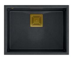 Quadri Quadrangle antracit granit podgradni umivalnik 55x42cm z zlato izpustno loputo 1208967479
