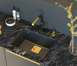 Quadri Quadrangle antracit granit podgradni umivalnik 55x42cm z zlato izpustno loputo 1208967479