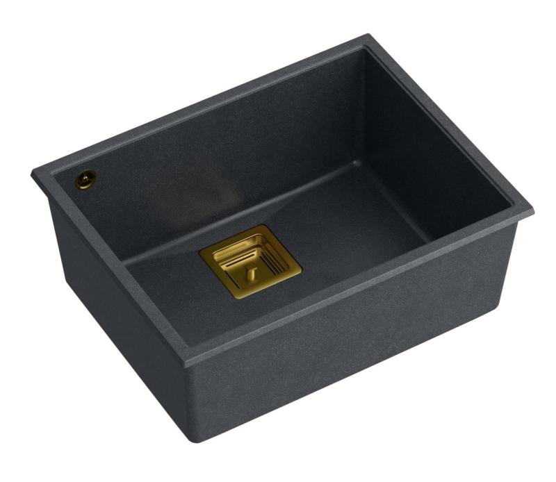 Quadri Quadrangle antracit granit podgradni umivalnik 55x42cm z zlato izpustno loputo 1208967479