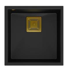 Quadri Quadrangle črno granitno podvgradno korito 42x42 cm z zlato odprtino 1208967481