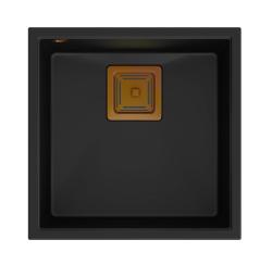 Quadri Quadrangle črna granitna podvgradna korito 42x42cm s bakrenim čepom 1208967482