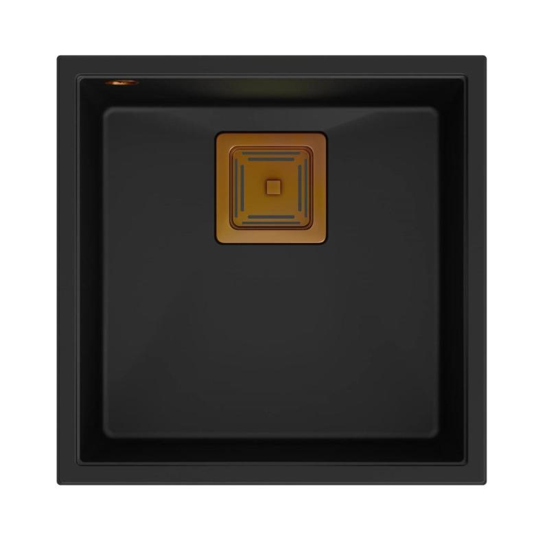Quadri Quadrangle črna granitna podvgradna korito 42x42cm s bakrenim čepom 1208967482