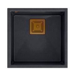 Quadri Quadrangle antracitni granitni vgradni pomivalni korito 42x42cm z bakrenim čepom 1208967488