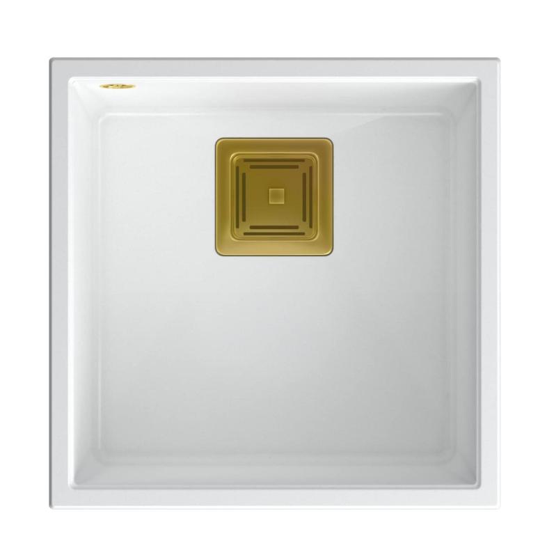 Quadri Quadrangle bel granit podvgradni umivalnik 42x42 cm z zlato zaporko 1208967489