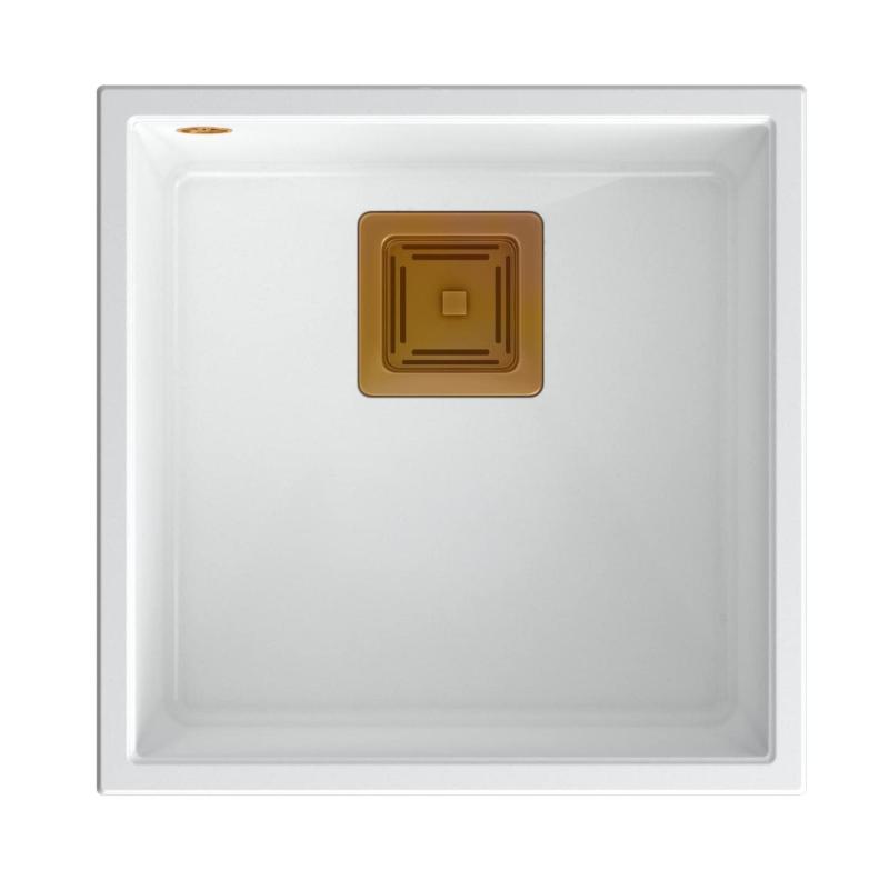 Quadri Quadrangle bel granit podvgradni pomivalnik 42x42cm s bakrenim čepom 1208967490