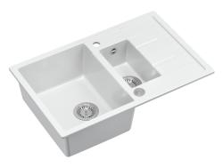 Quadri Brenton bela granitna nadgradna 1,5 pomivalna korita z odcejalnikom 78x50cm z nerjavečim jeklenim čepom 1208967491