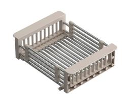 Quadri Universeel uitschuifbare inzetbak, inzetmandje of restenmandje van roestvrij staal met beige handgrepen, 225 mm breed, 1208967544