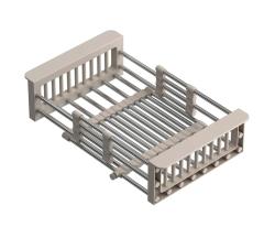 Quadri Universeel uitschuifbare inzetbak, inzetmandje of restenmandje van roestvrij staal met beige handgrepen, 225 mm breed, 1208967544